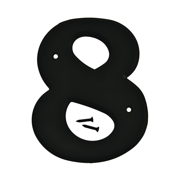 30200 Series 30208 House Number, Character: 8, 6 in H Character, Black Character, Plastic