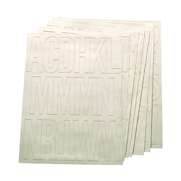 30015 Die-Cut Number and Letter Set, 3 in H Character, White Character, White Background, Vinyl