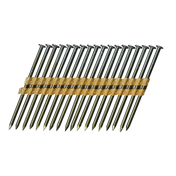 0616171 Framing Nail, Plastic Strip Collation, 3 in L, 11, Steel, Bright, Round Head, 4000/PK, 21 deg