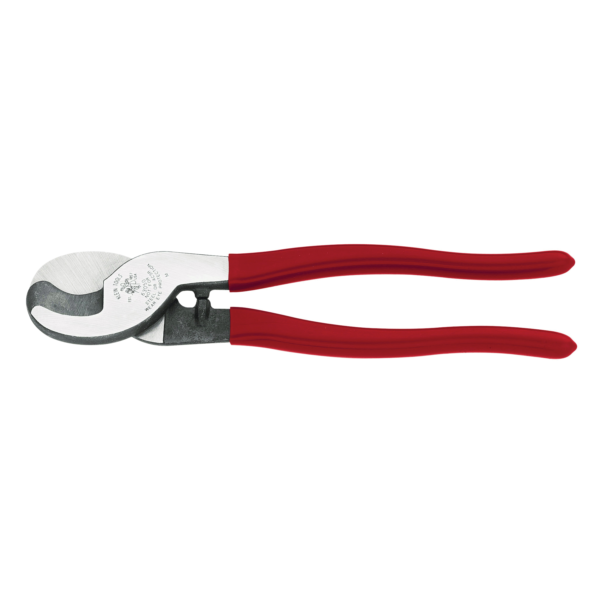 KLEIN TOOLS 63050 Cable Cutter, 9-1/2 in OAL, Steel Jaw, Cushion-Grip Handle, Red Handle - 1