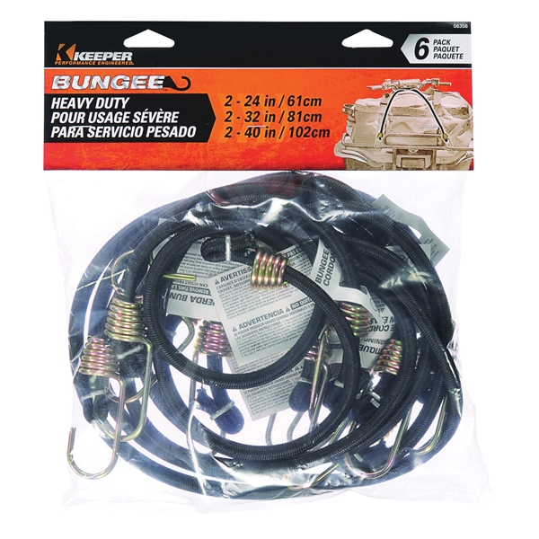 Keeper 06356 Bungee Cord, Rubber, Hook End - 2