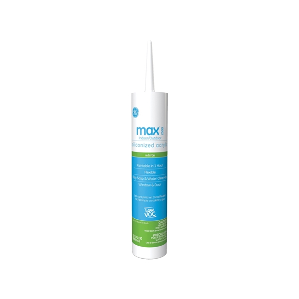 GE Max 1000 GE22566 Silicone Latex Caulk, White, 0 to 170 deg F, 10.1 oz Cartridge