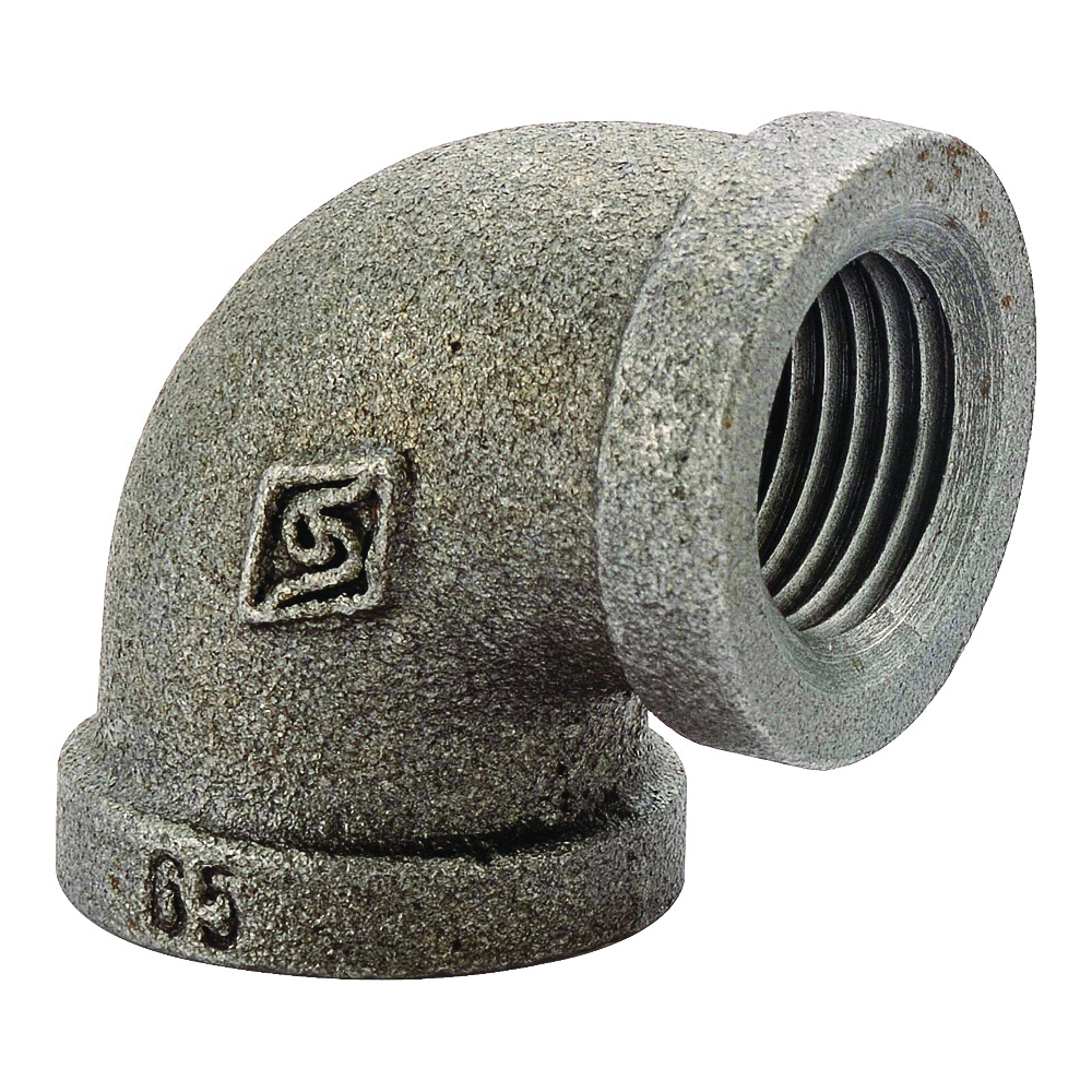 B90R 15X10 Reducing Pipe Elbow, 1/2 x 3/8 in, FIP, 90 deg Angle, Malleable Iron, SCH 40 Schedule