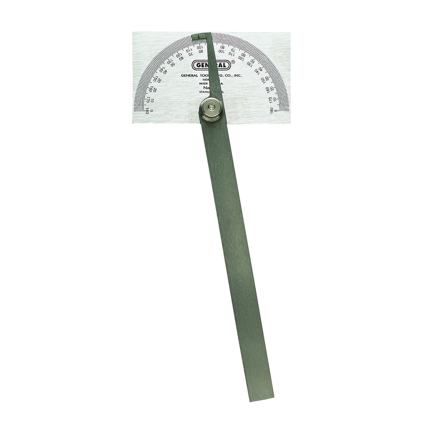 GENERAL 17 Square Head Protractor, 0 to 180 deg, Stainless Steel, Silver - 1
