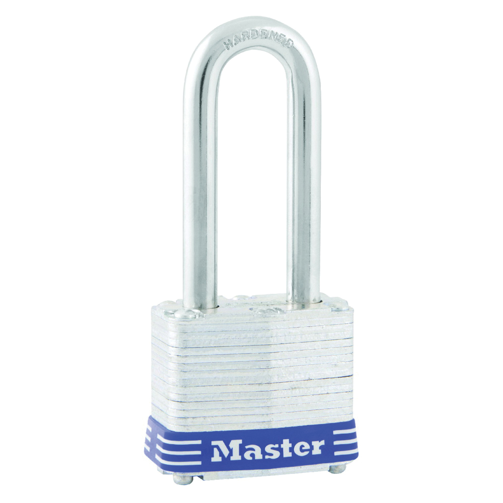 Master Lock 3DLH Padlock, Keyed Different Key, 9/32 in Dia Shackle, 2 in H Shackle, Steel Shackle, Steel Body, Laminated - 1