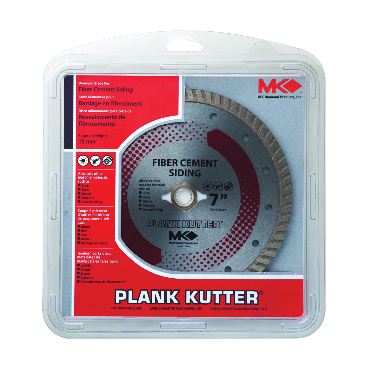 MK 156994 Circular Saw Blade, 7 in Dia, 5/8 in Arbor, Diamond Cutting Edge, Applicable Materials: Asphalt, Paver Stone