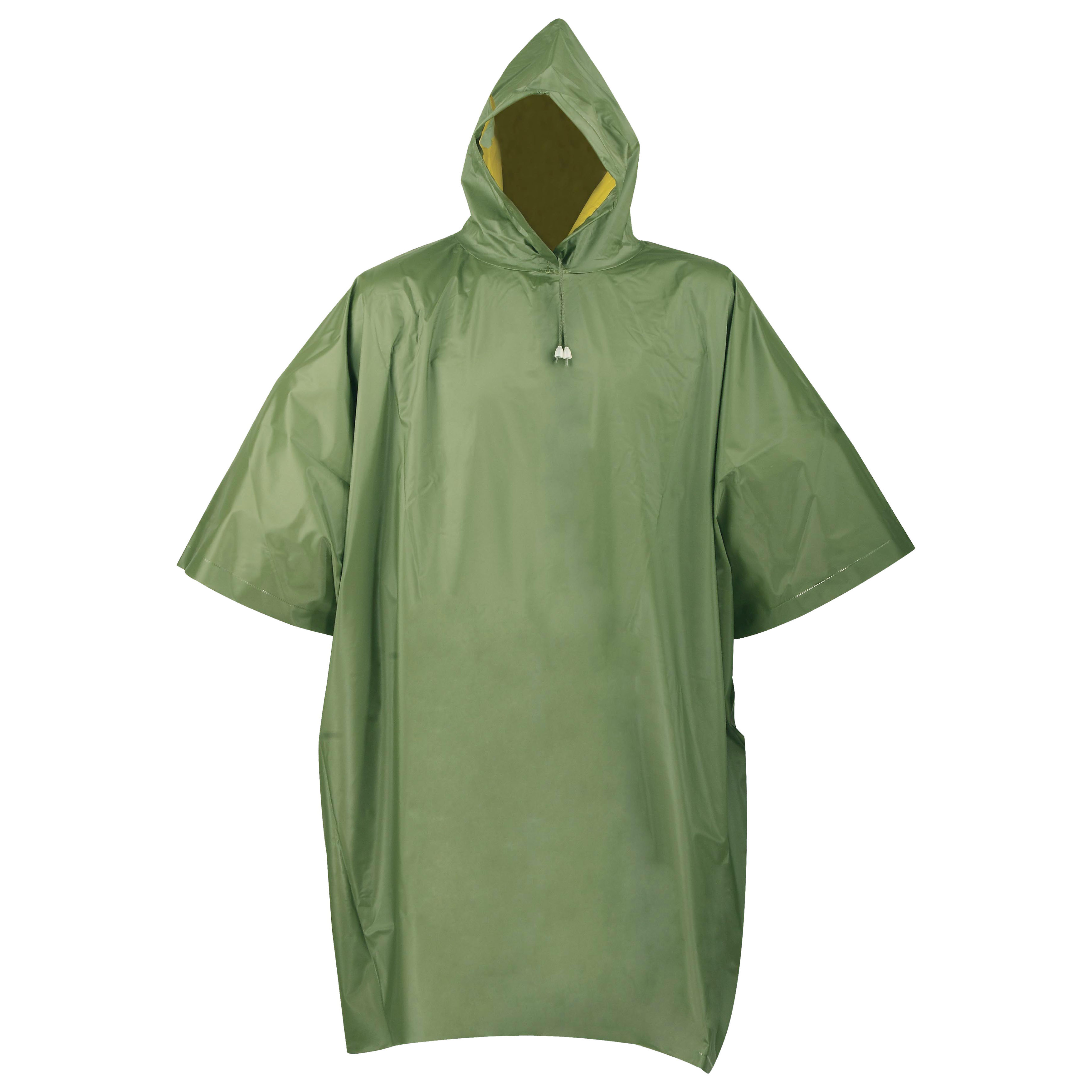 2690 Reversible Poncho, L, PVC, Olive/Yellow, Side Snap Closure