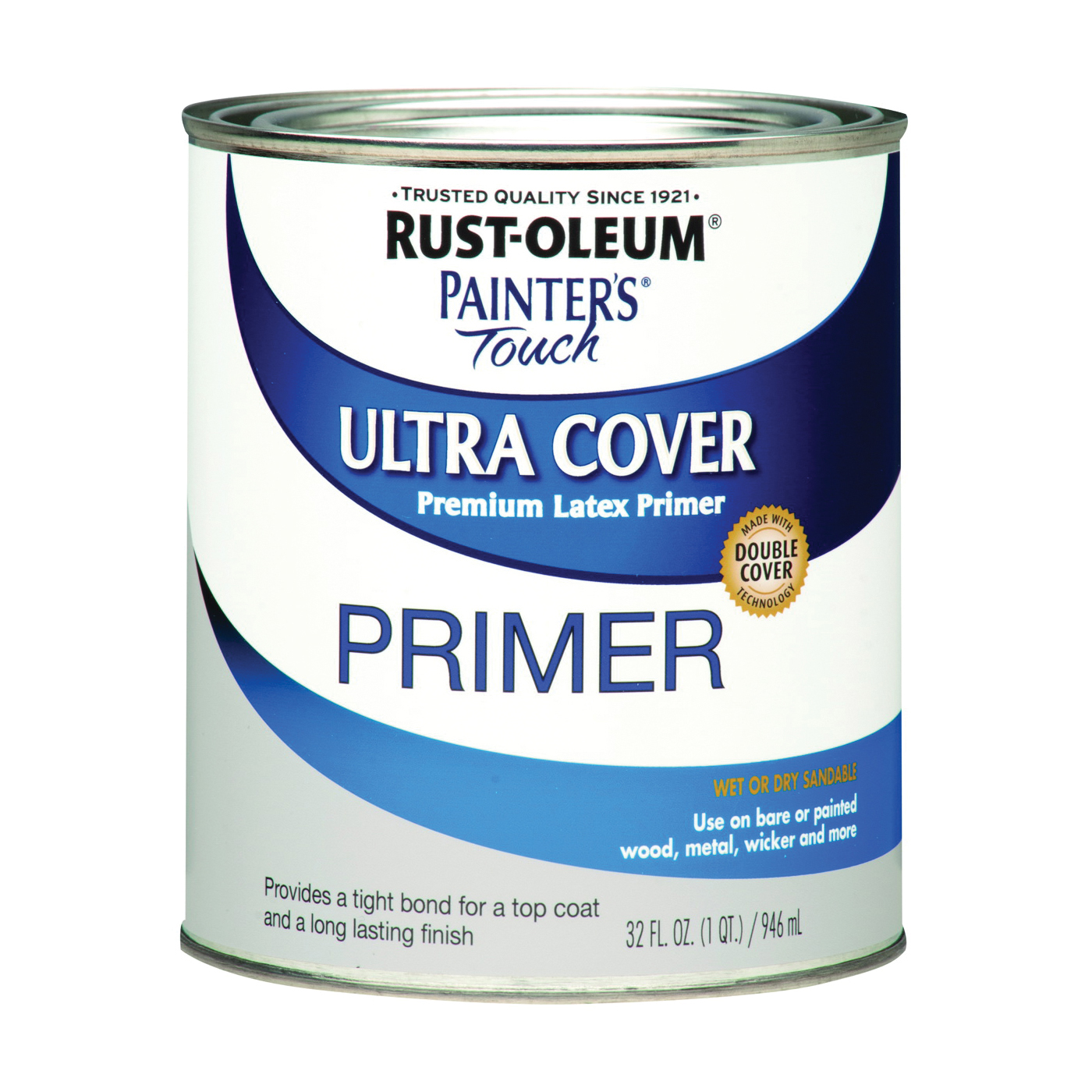 RUST-OLEUM PAINTER'S Touch 1980502 Brush-On Primer, Flat, Gray, 1 qt, Can - 1