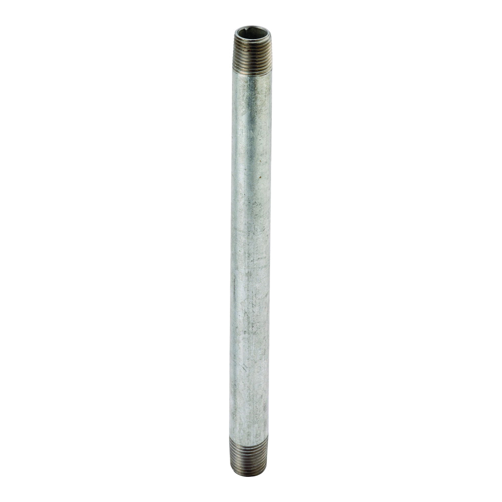 1/4X2G Pipe Nipple, 1/4 in, Threaded, Steel, 2 in L