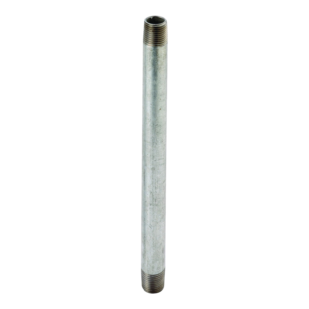 11/2X8G Pipe Nipple, 1-1/2 in, Threaded, Steel, 8 in L