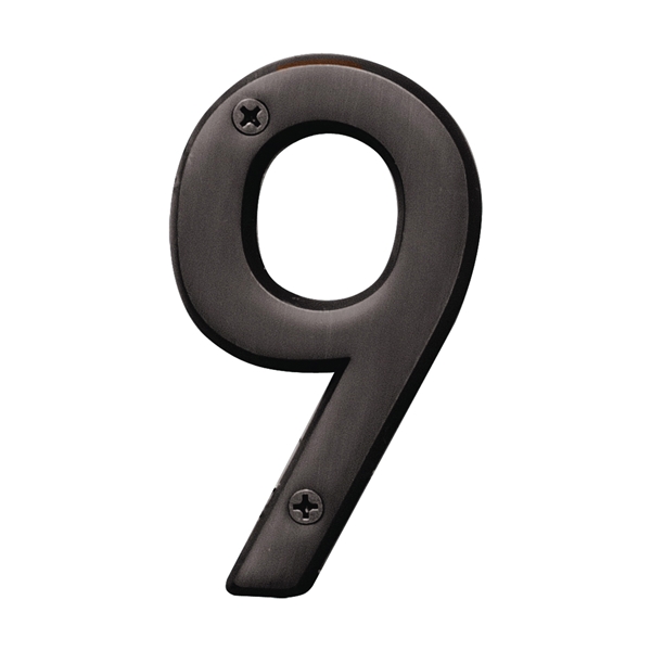 Prestige Series BR-42OWB/9 House Number, Character: 9, 4 in H Character, Bronze Character, Solid Brass