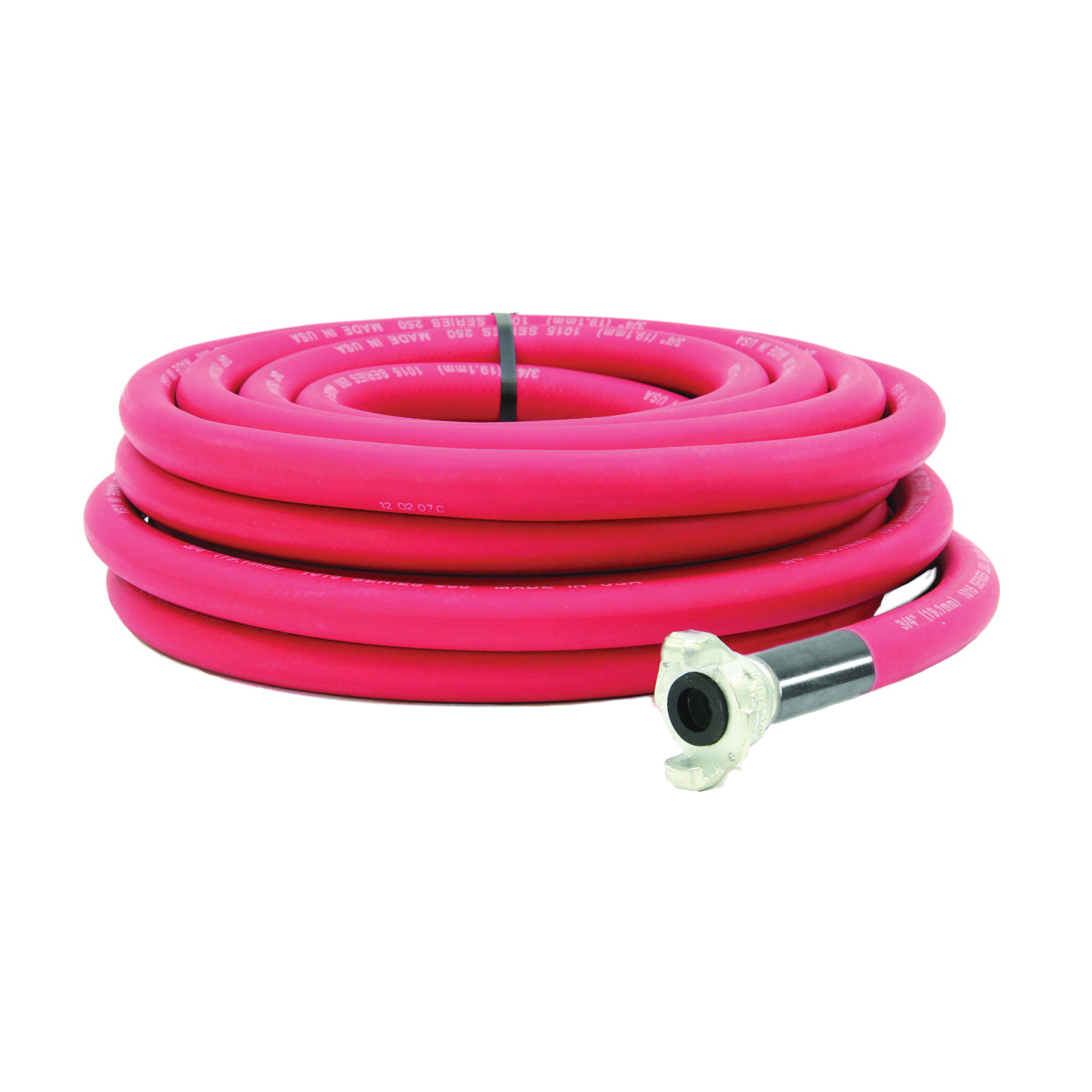1025-0750R-50-CRS Air Hose, 3/4 in ID, 50 ft L, MNPT, 300 psi Pressure, EPDM Rubber, Red
