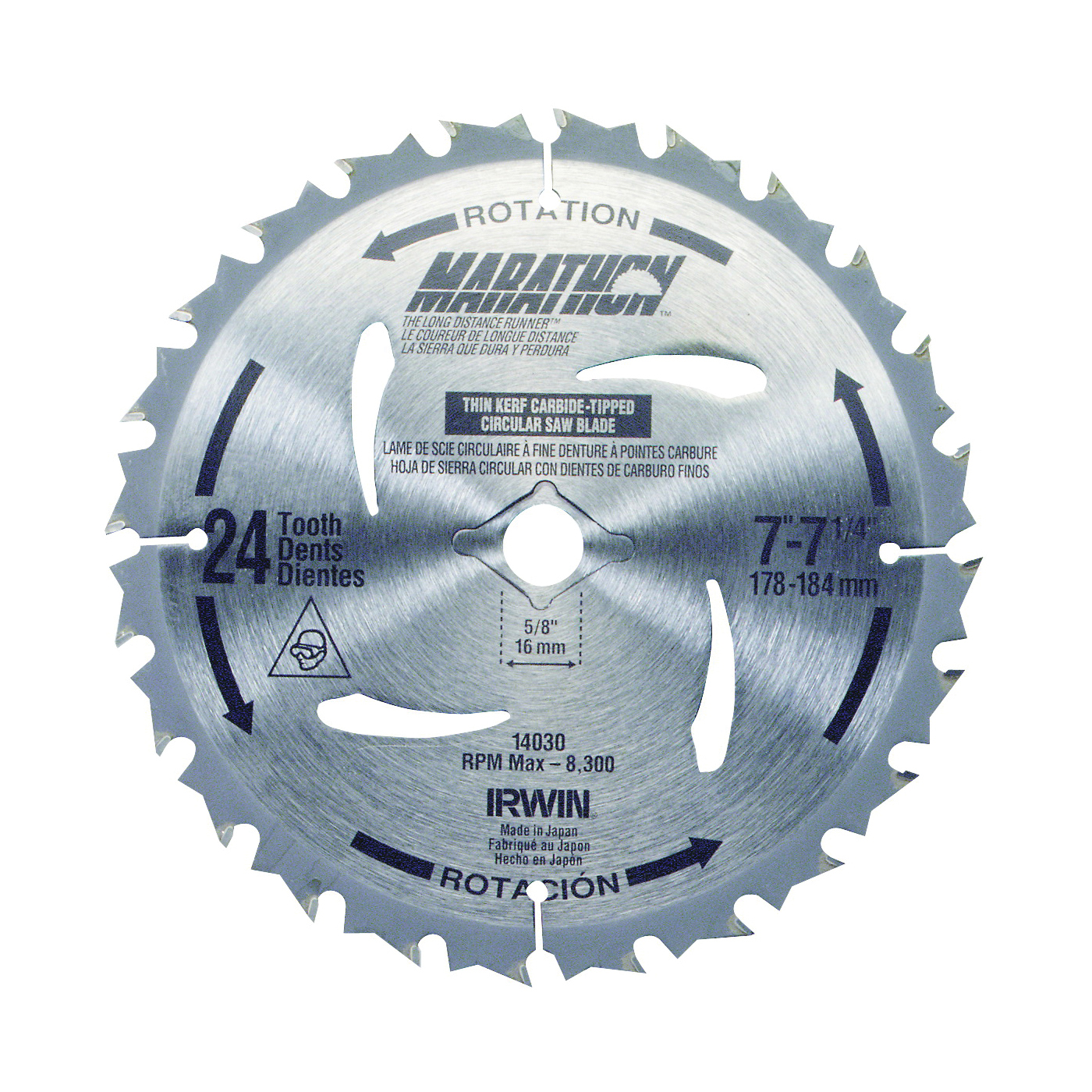 14030 Circular Saw Blade, 7-1/4 in Dia, 5/8 in Arbor, 24-Teeth, Carbide Cutting Edge