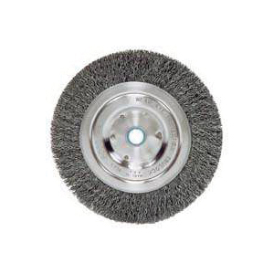 36063 Wire Wheel Brush, 5 in Dia, 5/8 to 1/2 in Arbor/Shank, 0.014 in Dia Bristle, Carbon Steel Bristle