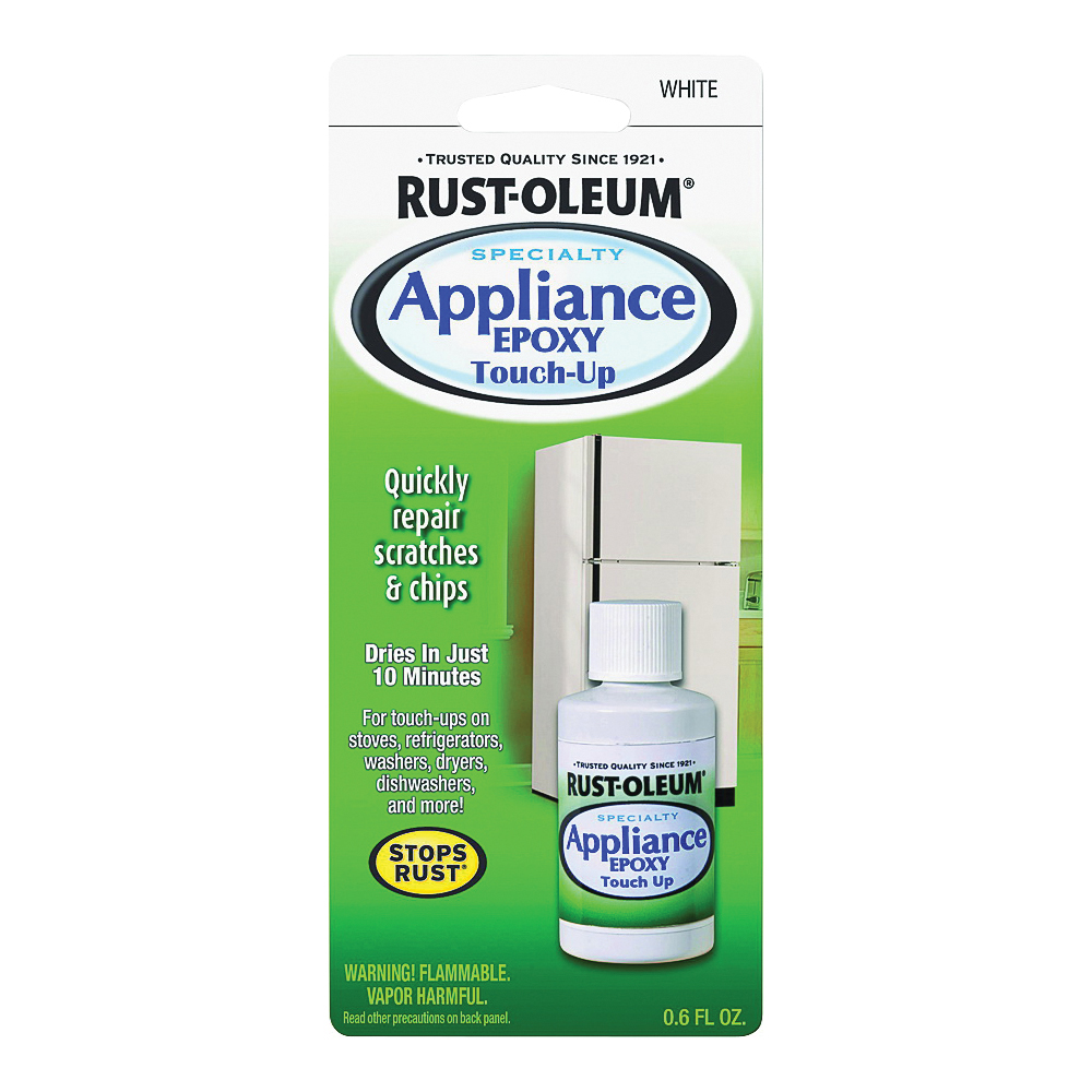 RUST-OLEUM SPECIALTY 203000 Appliance Touch-Up Paint, Solvent-Like, White, 0.6 oz, Bottle - 1