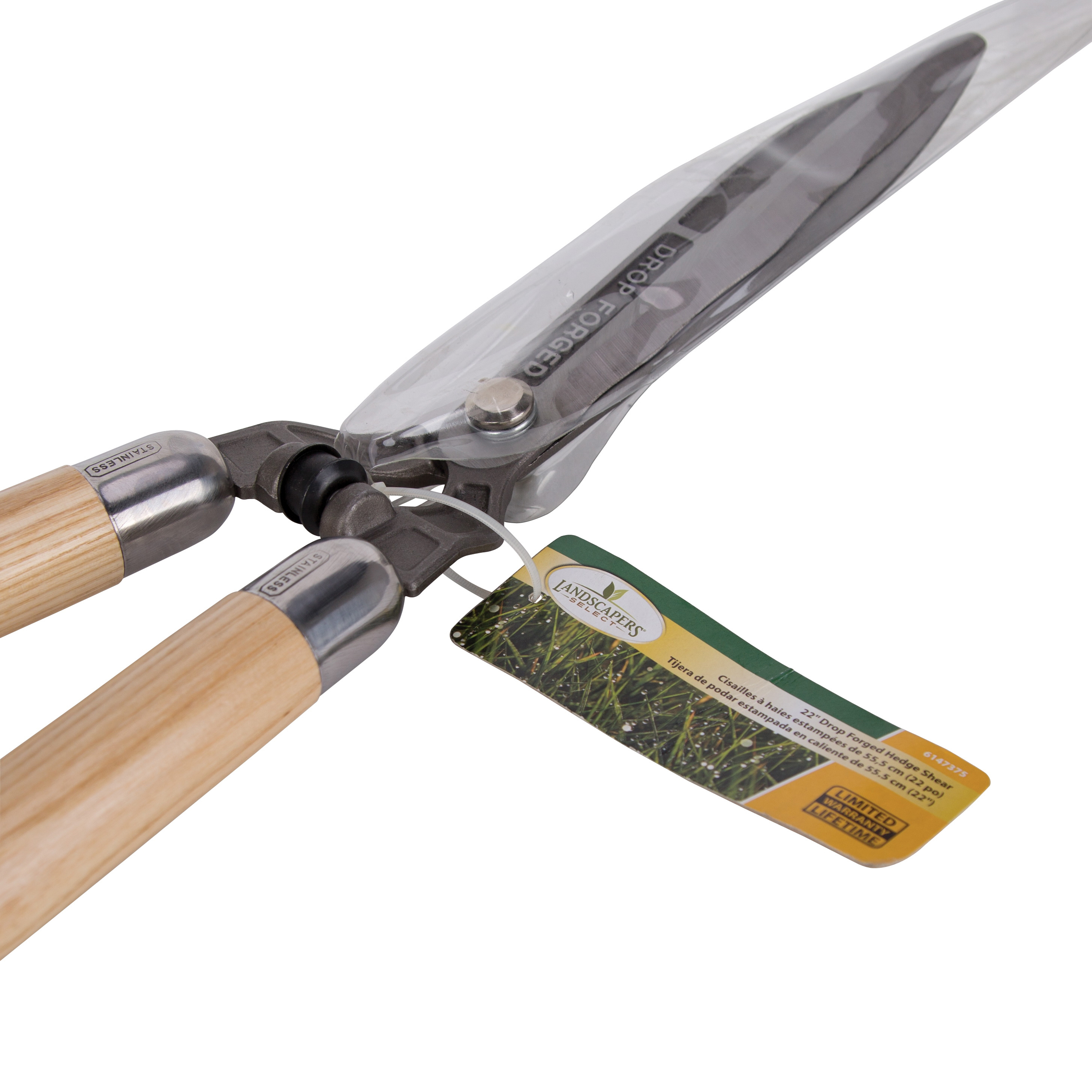 Landscapers Select 6147375 Forge Hedge Shear, Straight with Wave Curve Blade, 8-1/2 L Blade, Steel Blade, 22 in OAL - 2