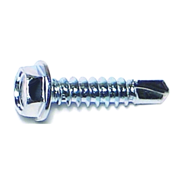 10276 Screw, #8 Thread, 3/4 in L, Hex, Socket Drive, Self-Drilling Point, Steel, Zinc