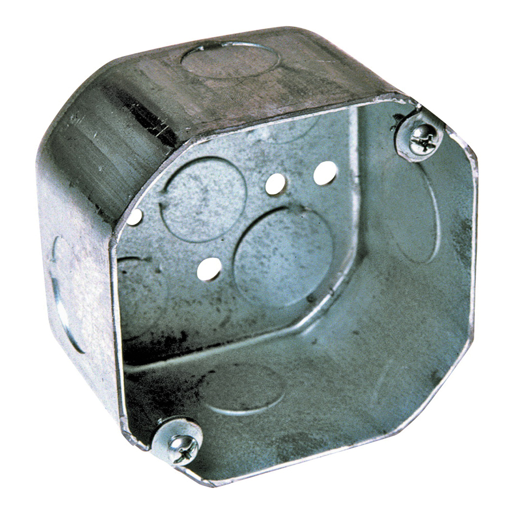 4RDB-MKO Switch Box, 4 in OAW, 2-1/8 in OAD, 4 in OAH, 1 -Gang, 9 -Knockout, Steel Housing Material (Metal), Gray