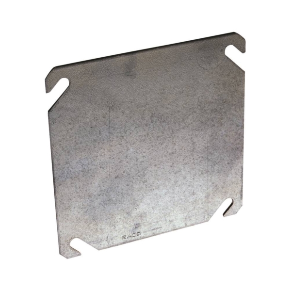 Orbit 4BC Flat Blank Cover, 4 in L, 4 in W, Square, Sheet Steel, Gray, Galvanized
