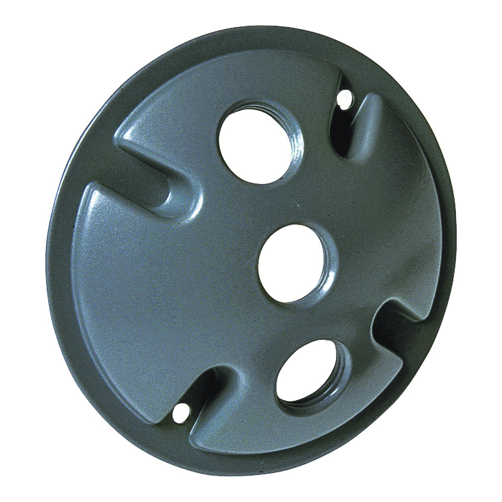 5197-0 Cluster Cover, 4-1/8 in Dia, 4-1/8 in W, Round, Aluminum, Gray, Powder-Coated