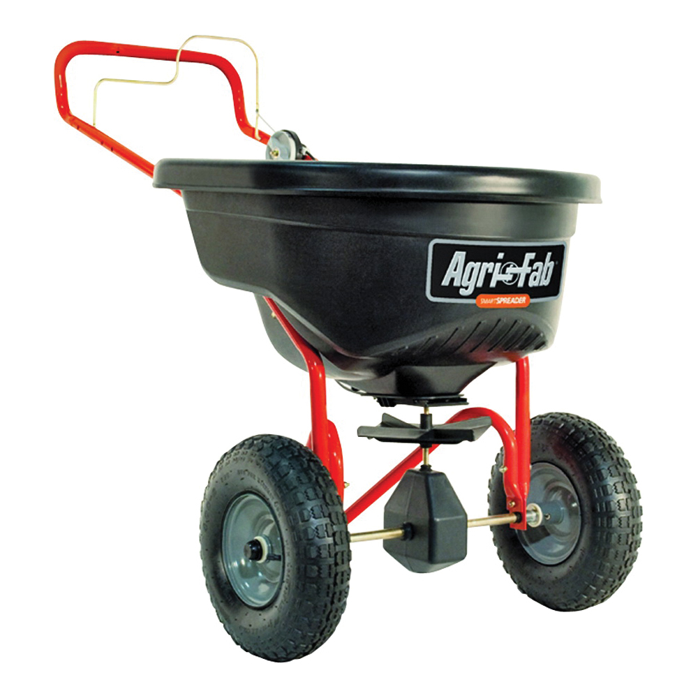 45-0462 Broadcast Spreader, 25,000 sq-ft Coverage Area, 12 ft W Spread, 130 lb Capacity, Poly Hopper