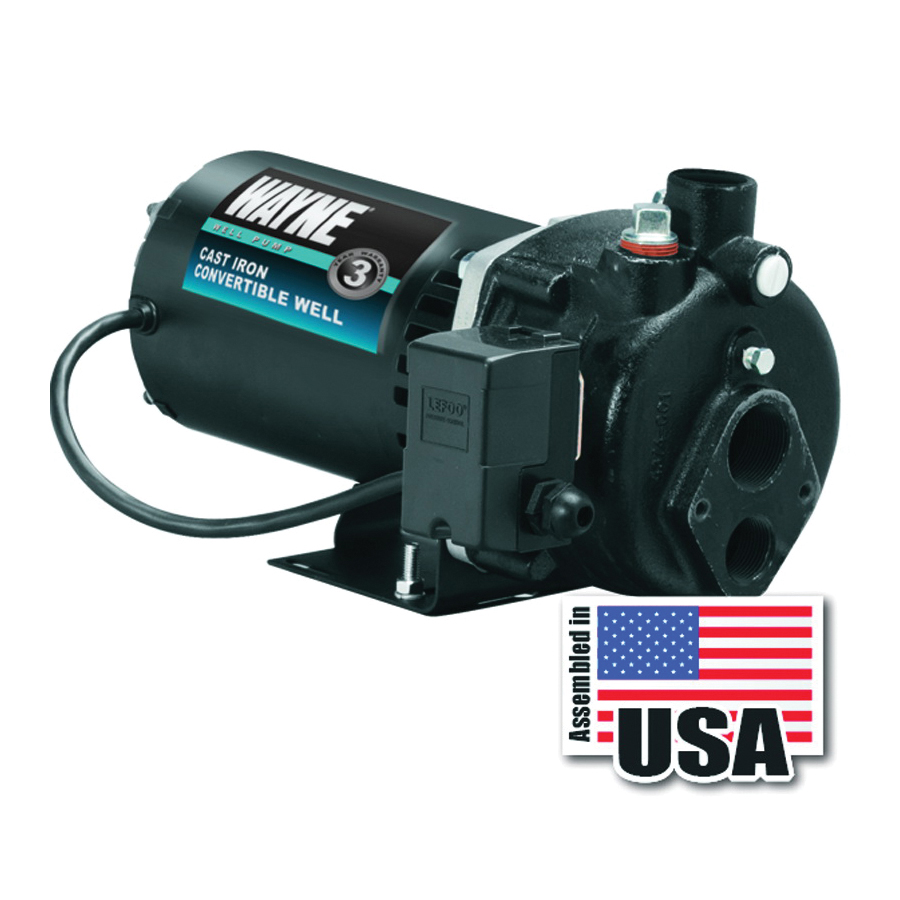 CWS75 Jet Well Pump, 120/240 V, 0.75 hp, 1-1/4 in Suction, 3/4 in Discharge Connection, 90 ft Max Head, 462 gph