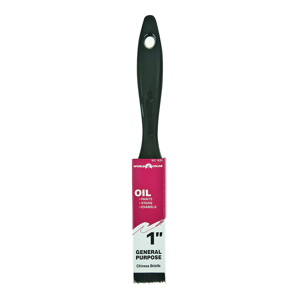 1620-1 Paint Brush, Black/Silver, 1 in W, 2-1/4 in L Bristle, China Bristle, Varnish Handle