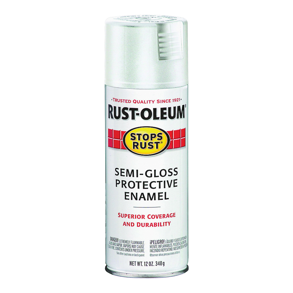 STOPS RUST 7797830 Protective Enamel Spray Paint, Semi-Gloss, White, 12 oz, Aerosol Can