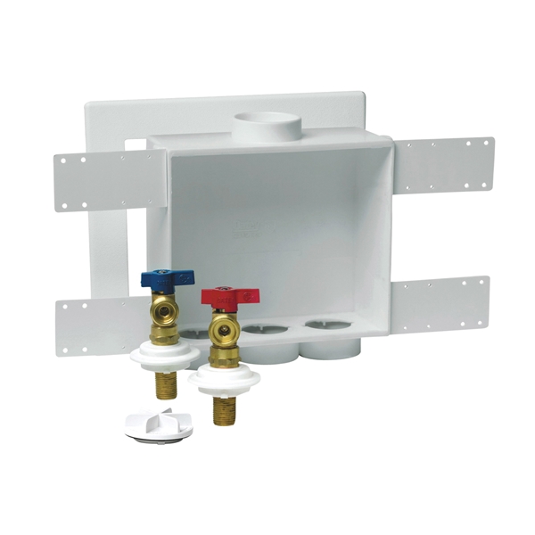 Oatey Quadtro 38529 Washing Machine Outlet Box, 1/2 in Connection, Brass/Polystyrene - 4