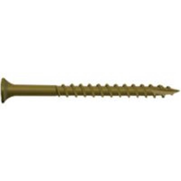 0356070 Deck Screw, #7 Thread, 1-1/4 in L, T20 Drive Size, Carbon Steel, Bugle Head, Star Drive, Type 17 Slash Point, Carbon , 100/PK, Tan