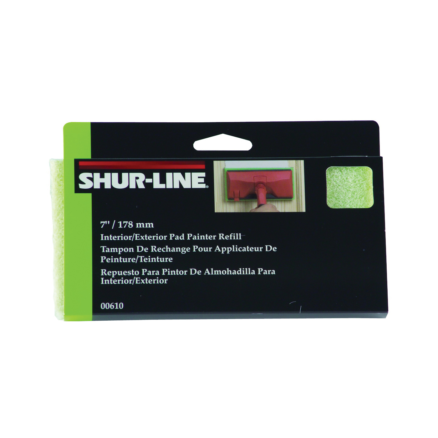 SHUR-LINE 610C Pad Painter Refill, 7 in L Pad, Flocked Foam Pad - 1