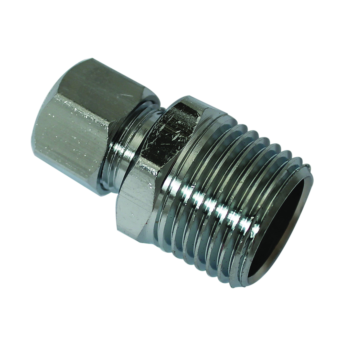 PP74PCLF Straight Adapter, 1/2 x 3/8 in, MIP x Compression, Chrome