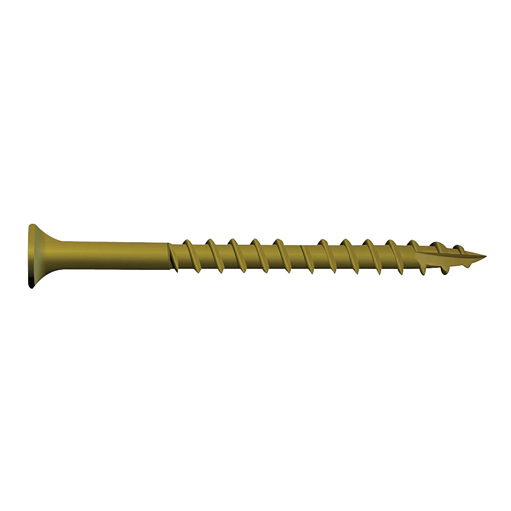 0356150 Deck Screw, #9 Thread, 2-1/2 in L, T25 Drive Size, Carbon Steel, Bugle Head, Star Drive, Type 17 Slash Point, Carbon , 100/PK, Tan