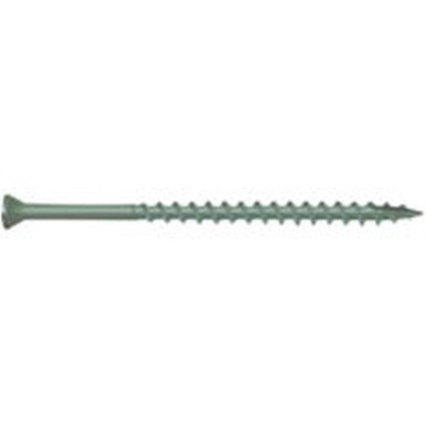 0346194 Deck Screw, #8 Thread, 3-1/2 in L, T15 Drive Size, Carbon Steel, Trim Head, Star Drive, Type 17 Slash Point, Carbon , ProTech-Coated, 350/PK, Green