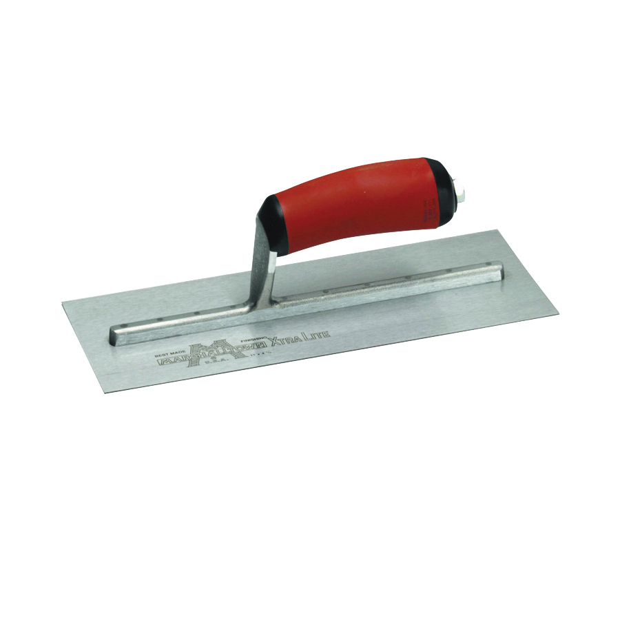 MXS1D Finishing Trowel, 11 in L Blade, 4-1/2 in W Blade, Carbon Steel Blade, Square End, Curved Handle