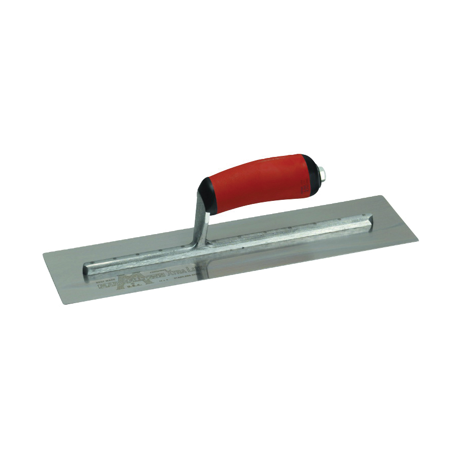 MXS64D Finishing Trowel, 14 in L Blade, 4 in W Blade, Spring Steel Blade, Square End, Curved Handle