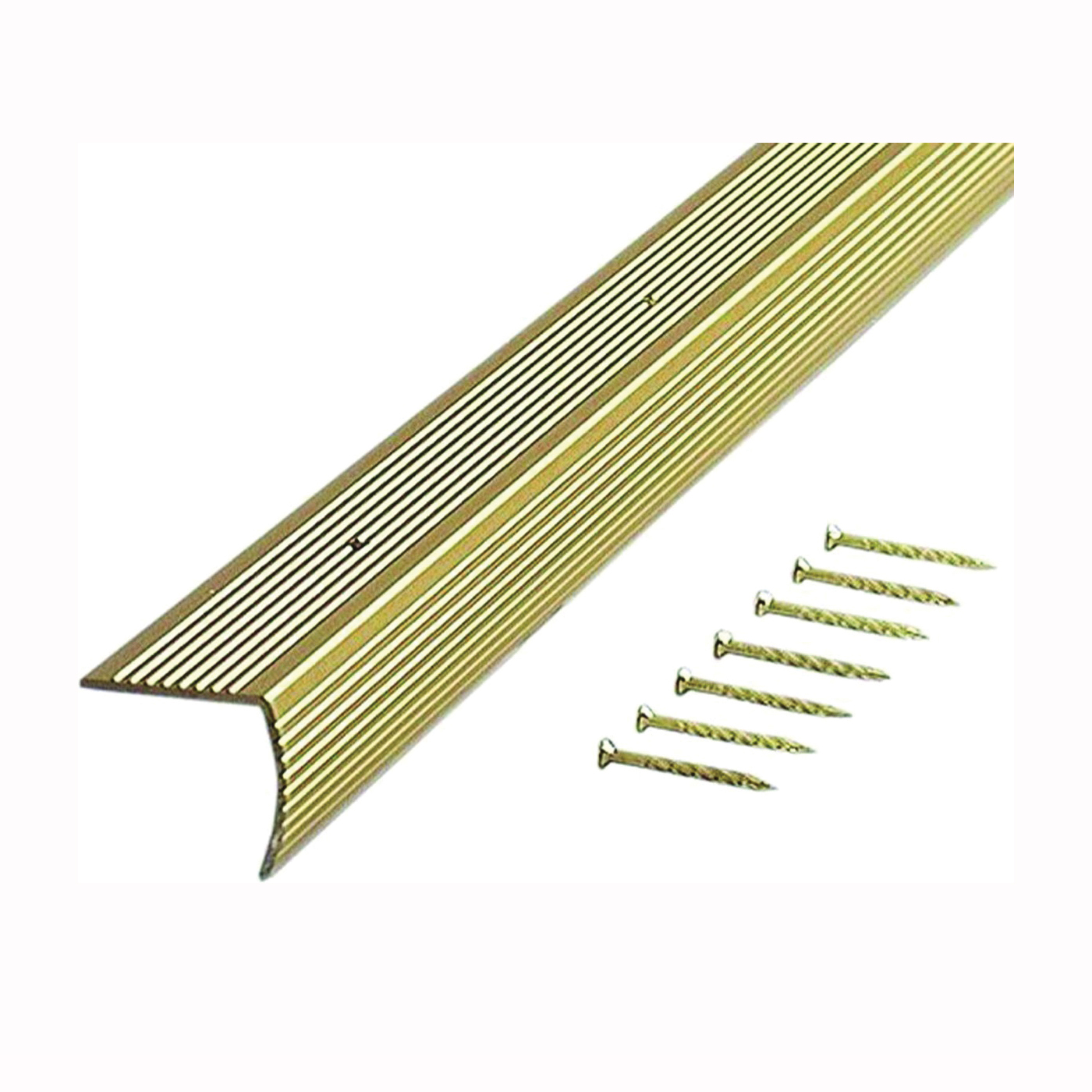 79558 Stair Edging, 96 in L, 1-1/8 in W, Aluminum, Stain Brass