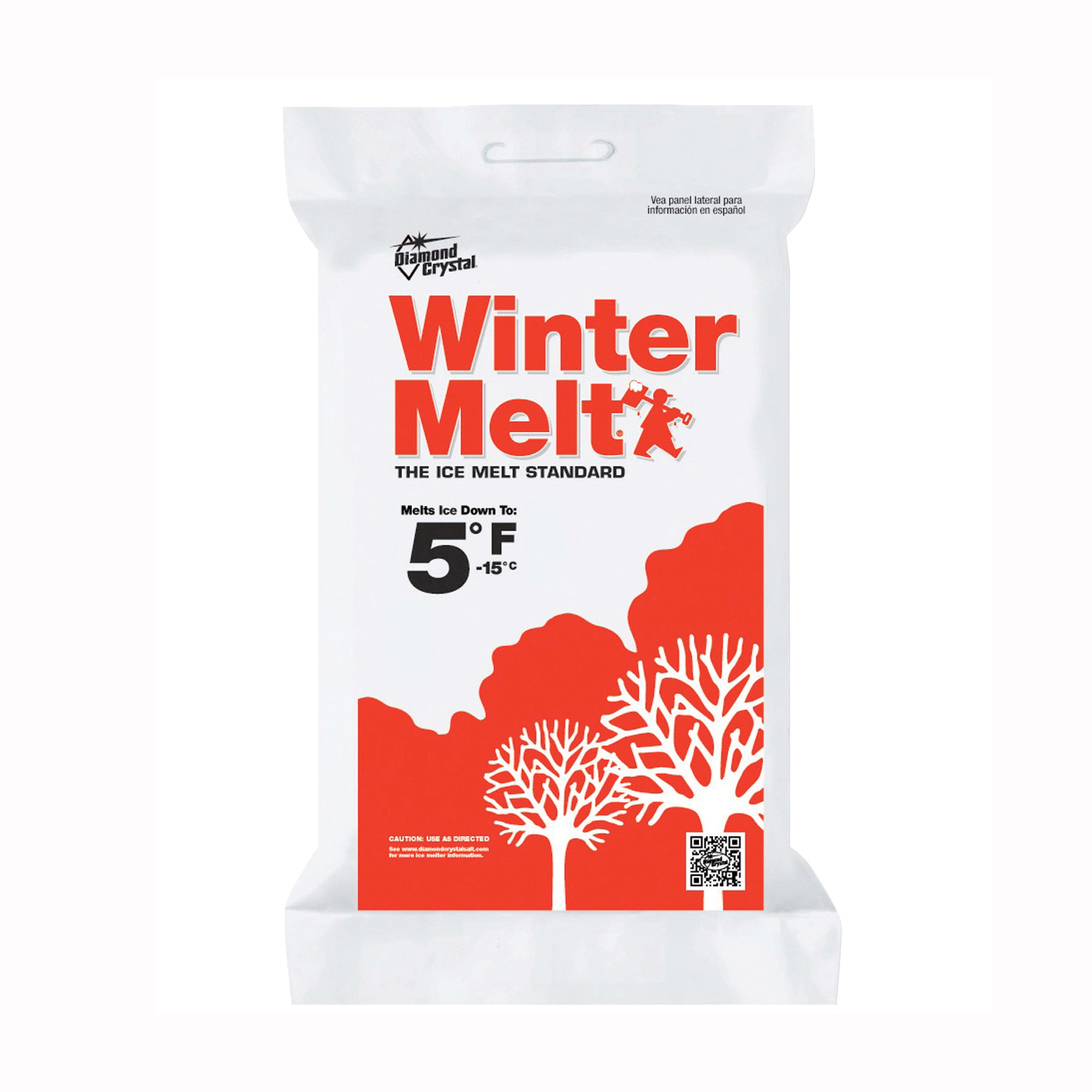 Diamond Crystal Winter Melt 100012604 Ice Melter Salt, Crystalline Solid, White, 25 lb Bag