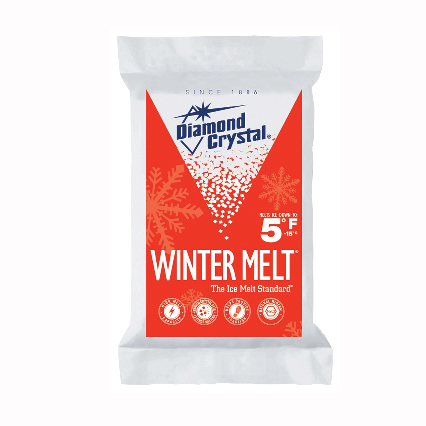 Diamond Crystal Winter Melt 100012605 Ice Melter Salt, Crystalline Solid, White, 50 lb Bag