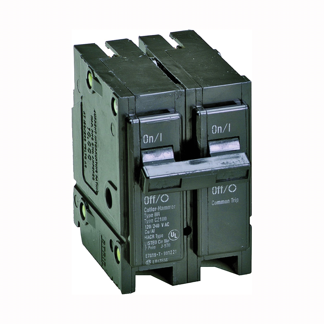 BR225 Circuit Breaker, Mini, Type BR, 25 Amp, 2 -Pole, 120/240 V, Common Trip, Plug Mounting