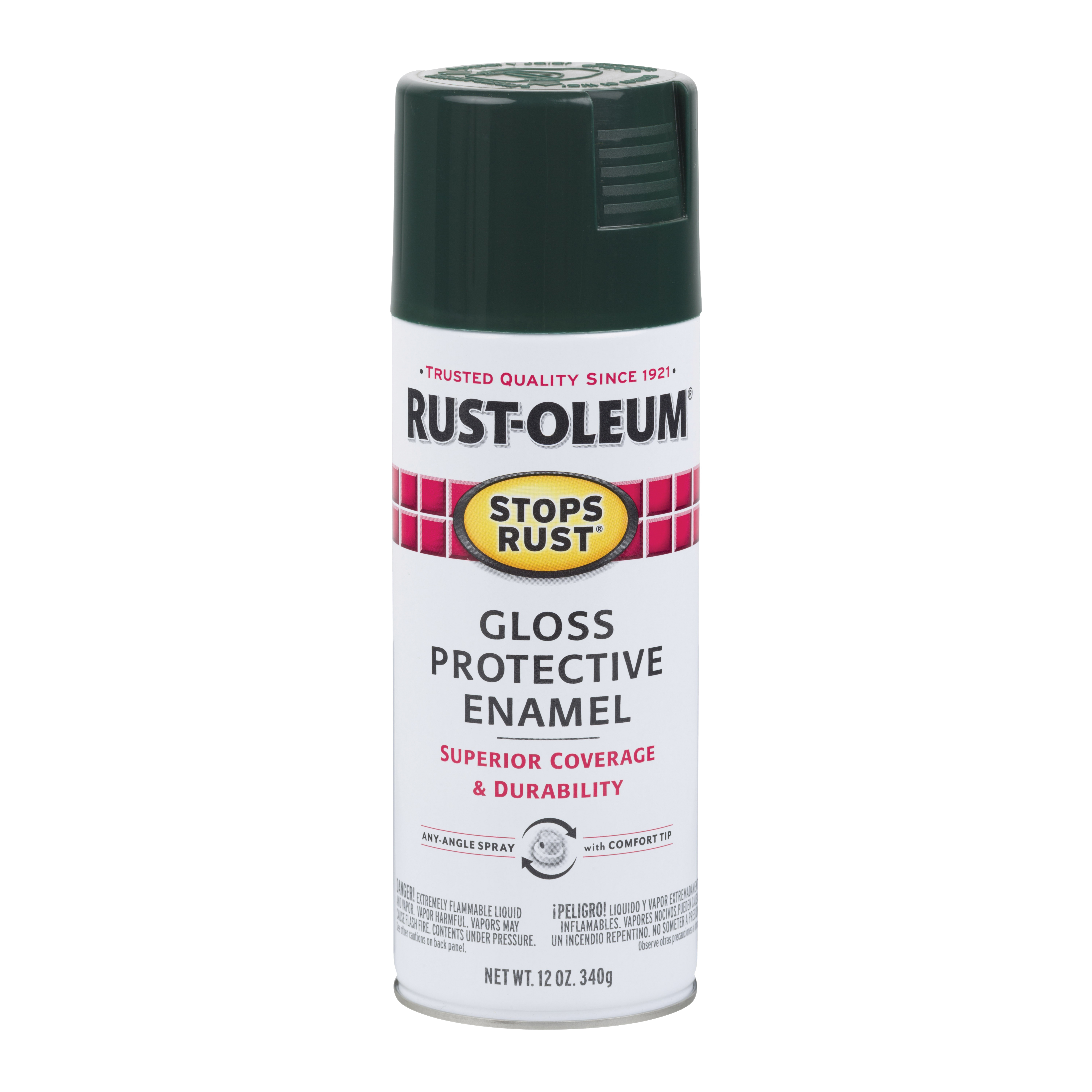 STOPS RUST 7733830 Protective Enamel Spray Paint, Gloss, Dark Hunter Green, 12 oz, Aerosol Can