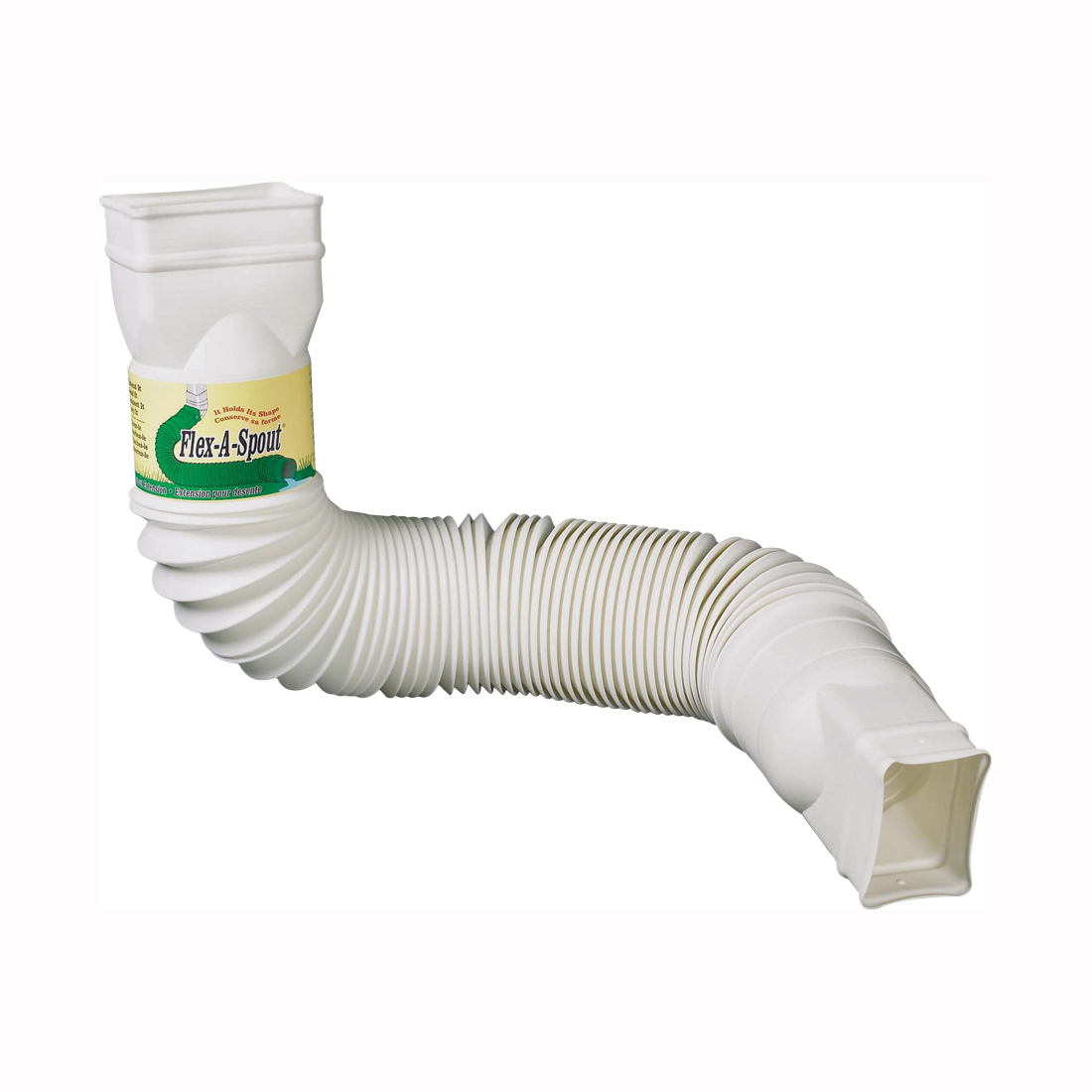 Amerimax Flex-A-Spout 85510 Downspout Extension, 22 to 55 in L Extended, Vinyl, White - 1