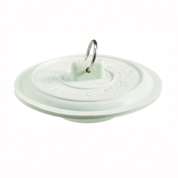 PP22004 Tub Stopper with Ring, Rubber, White, For: Laundry and Bathtubs with 1-1/2 to 2 in Drain