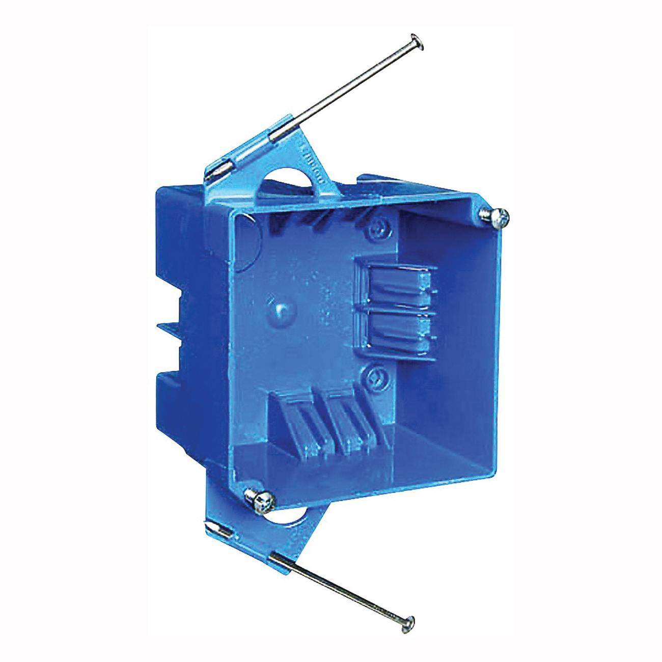 B432A-UPC Outlet Box, 4 -Gang, Thermoplastic, Blue, Captive Nail Mounting