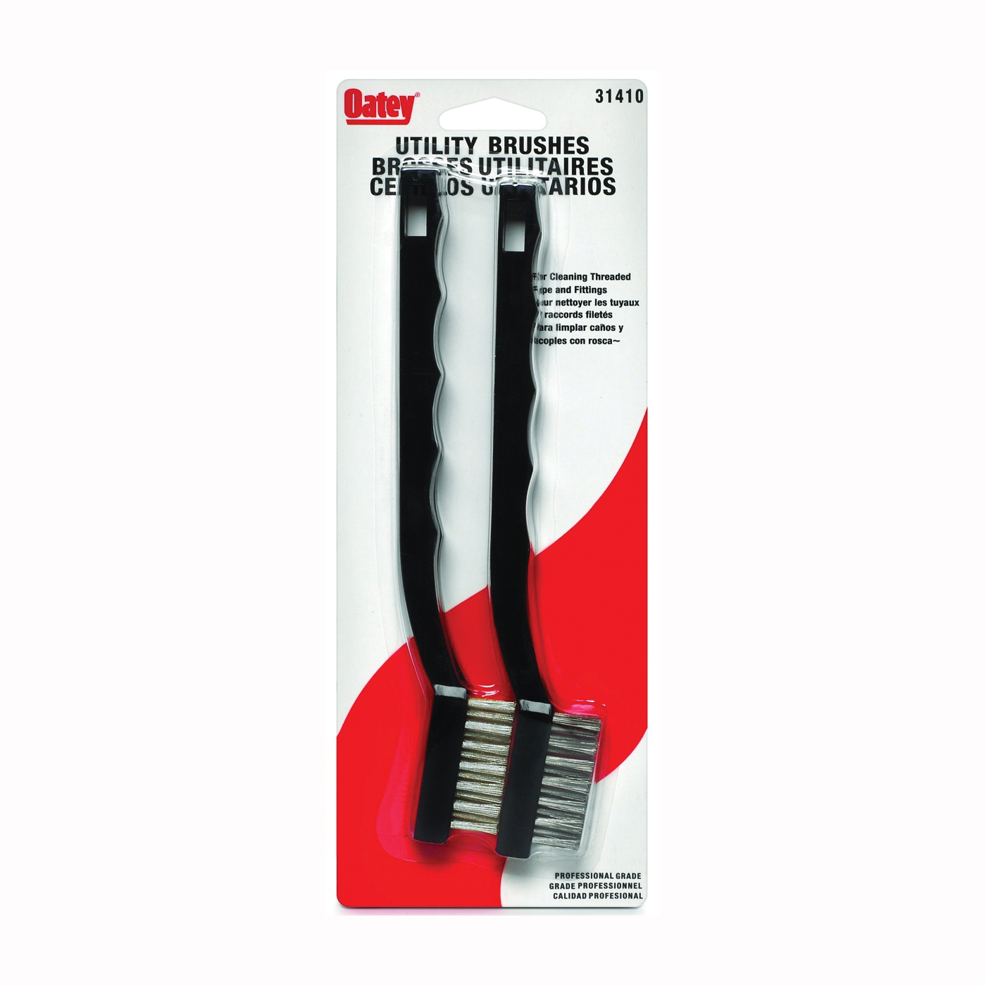 Oatey 31410 Specialty Brush, Brass/Stainless Steel Bristle, Polystyrene Handle - 1