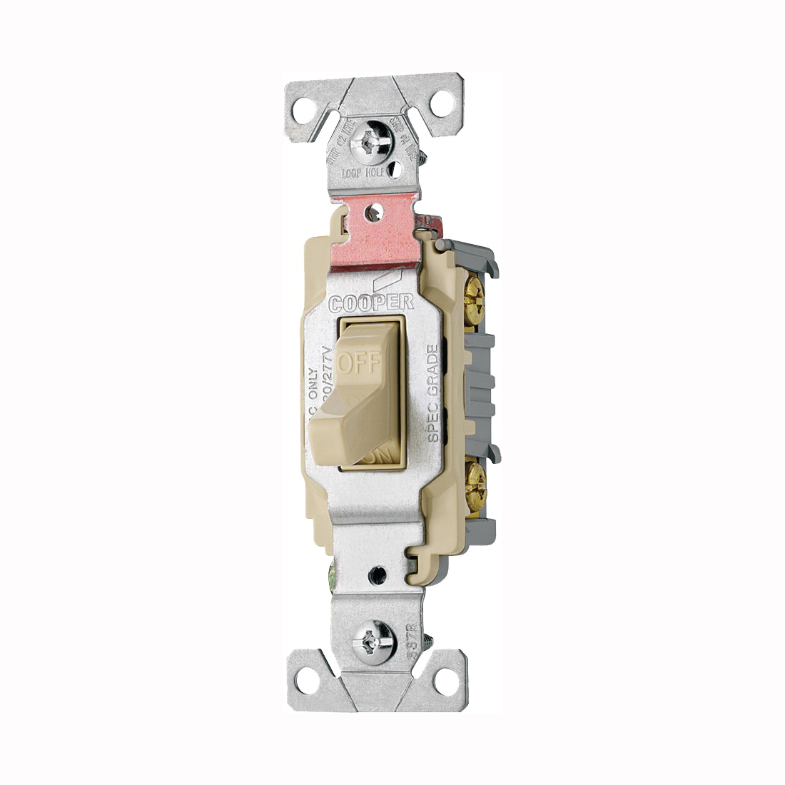Eaton Wiring Devices CS120V Toggle Switch, 20 A, 120/277 V, Lead Wire Terminal, Nylon Housing Material, Ivory - 1