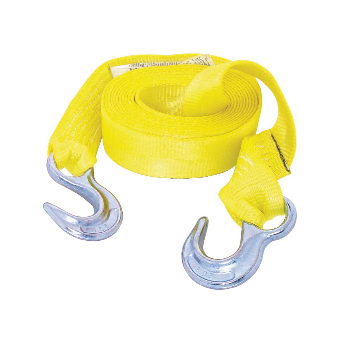 02815 Emergency Tow Strap, 12,000 lb, 2 in W, 15 ft L, Hook End, Polyester, Yellow