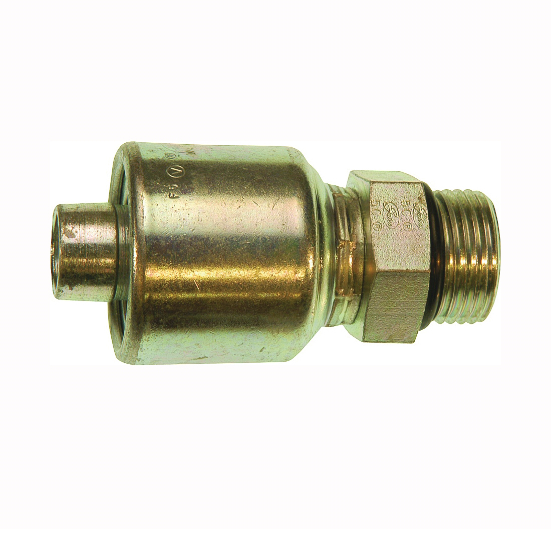 MegaCrimp G25120-0810 Hose Coupling, 7/8-14, Crimp x ORB, Straight Angle, Steel, Zinc