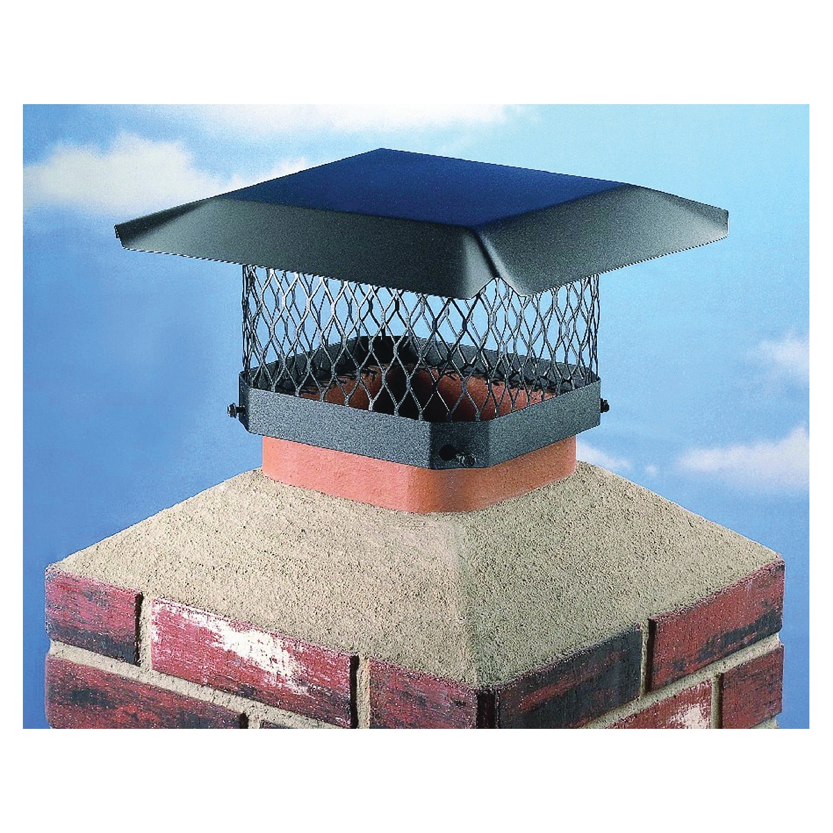 SC99 Shelter Chimney Cap, Steel, Black, Powder-Coated, Fits Duct Size: 7-1/2 x 7-1/2 to 9-1/2 x 9-1/2 in