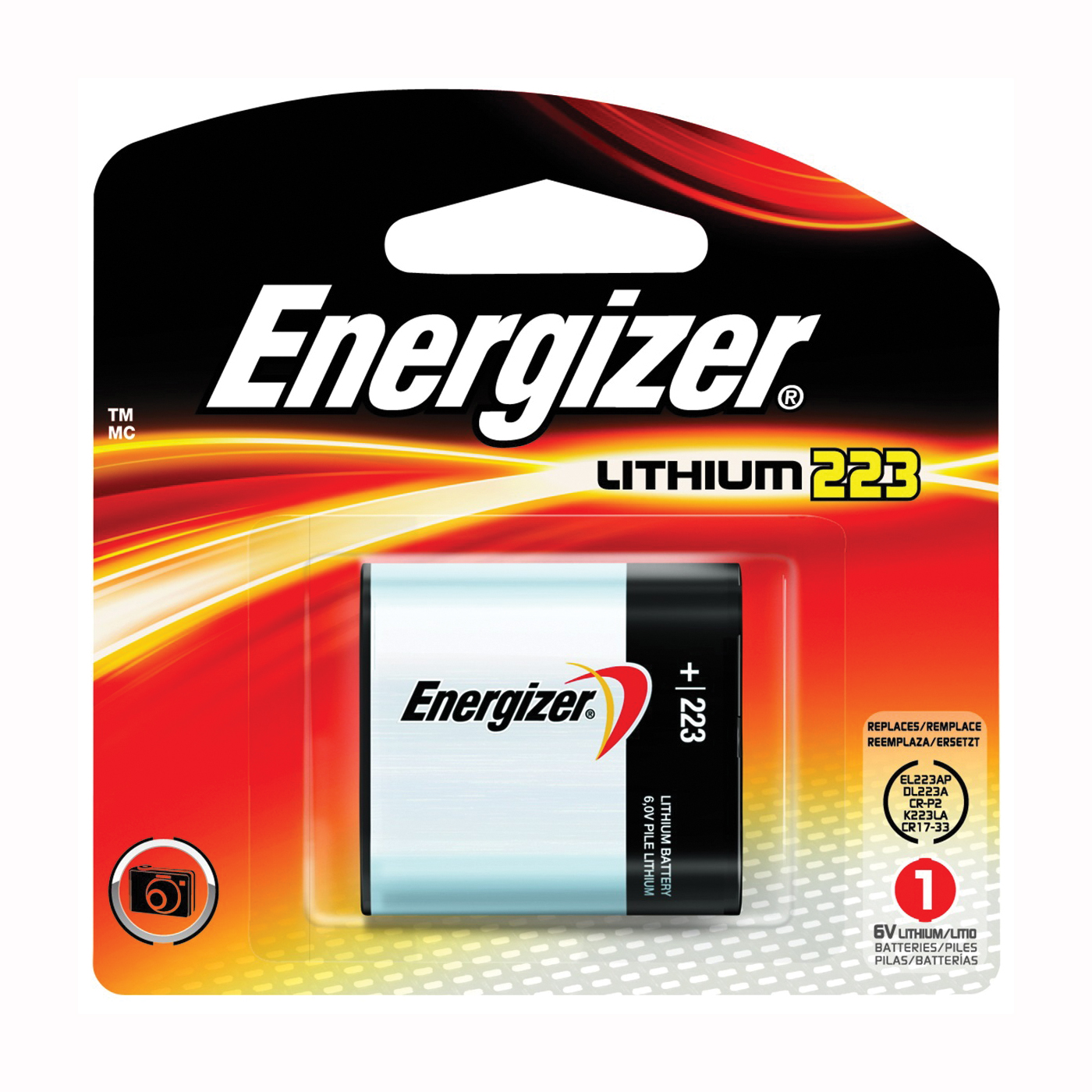 Energizer EL223 Series EL223APBP Lithium Battery, 6 V Battery, 1500 mAh, Lithium, Manganese Dioxide - 1